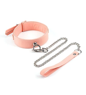 Нашийник з повідцем Liebe Seele Dark Candy Pink Collar with Leash, повідець на карабіні