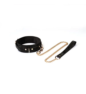 Нашийник з повідцем Liebe Seele Boudoir Amor Collar with Leash Black, три кільця