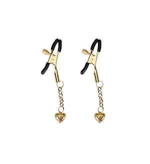 Затискачі для сосків з підвіскою Liebe Seele Hollow Heart Nipple Clamps Gold