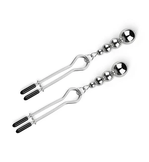 Затискачі для сосків Bedroom Fantasies: Nipple Clamps with Beaded Chain - Silver