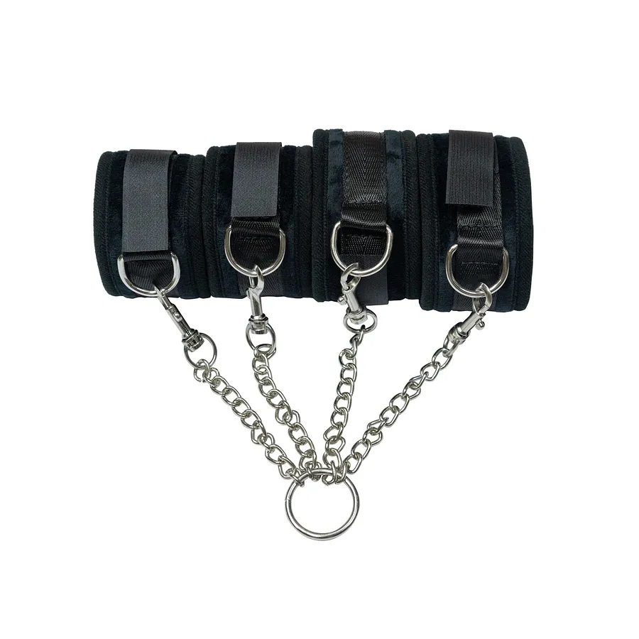 Хрестовина Punishment – Hog-Tie – Black, наручники + поножі на ланцюжку