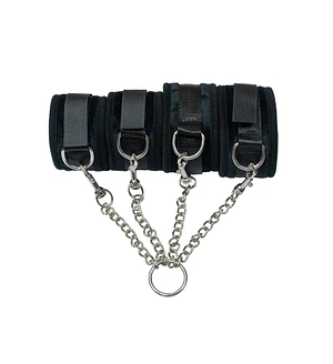 Хрестовина Punishment – Hog-Tie – Black, наручники + поножі на ланцюжку