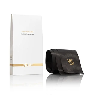 Сатинова пов’язка-стрічка на очі YESforLOV BLACK SATIN BLINDFOLD, підходить для зв’язування