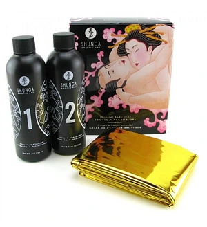 Гель для NURU-масажу Shunga Oriental Body-to-Body – Sparkling Strawberry Wine плюс простирадло