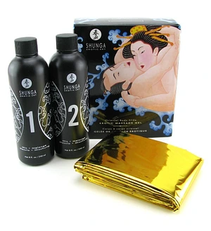 Гель для NURU-масажу Shunga Oriental Body-to-Body – Exotic Fruits (2 x 225 мл) плюс простирадло