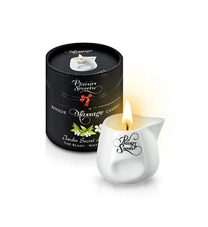 Масажна свічка Plaisirs Secrets White Tea (80 мл) подарункова упаковка, керамічний посуд