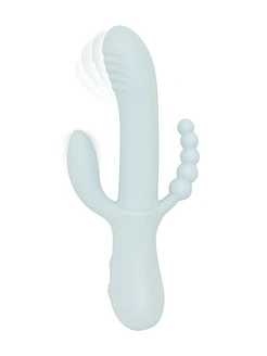 Потрійний вібратор Good Vibes Only – SAGE Triple Stimulation Vibe Soft Silicone – Blue, манливий рух