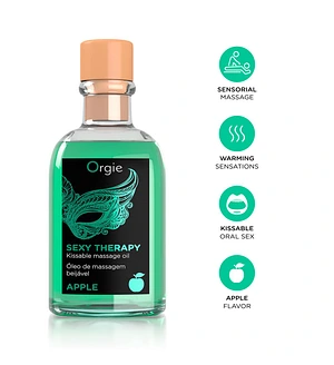 Набір для масажу Orgie – Sexy Therapy Apple (100 мл), їстівна розігрівальна олія + пір’їнка