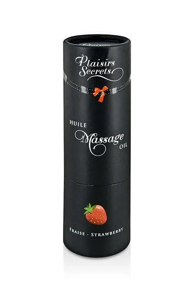 Масажна олія Plaisirs Secrets Strawberry (59 мл) з афродизіаками, їстівна, подарункове паковання
