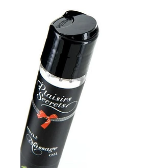 Масажна олія Plaisirs Secrets Strawberry (59 мл) з афродизіаками, їстівна, подарункове паковання