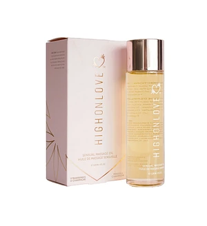 Масажна олія HighOnLove Massage Oil - Strawberry & Champagne (120 мл) з маслом насіння конопель