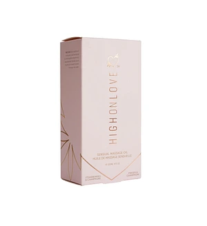 Масажна олія HighOnLove Massage Oil - Strawberry & Champagne (120 мл) з маслом насіння конопель