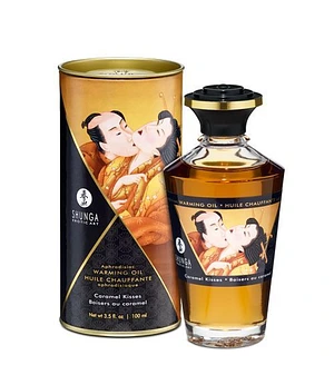 Розігрівальна олія Shunga Aphrodisiac Warming Oil – Caramel Kisses (100 мл) без цукру, смачна