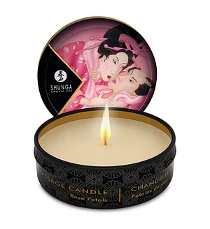 Масажна свічка Shunga Mini Massage Candle – Rose Petals (30 мл) з афродизіаками