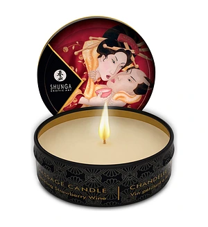 Масажна свічка Shunga Mini Massage Candle – Sparkling Strawberry Wine (30 мл) з афродизіаками