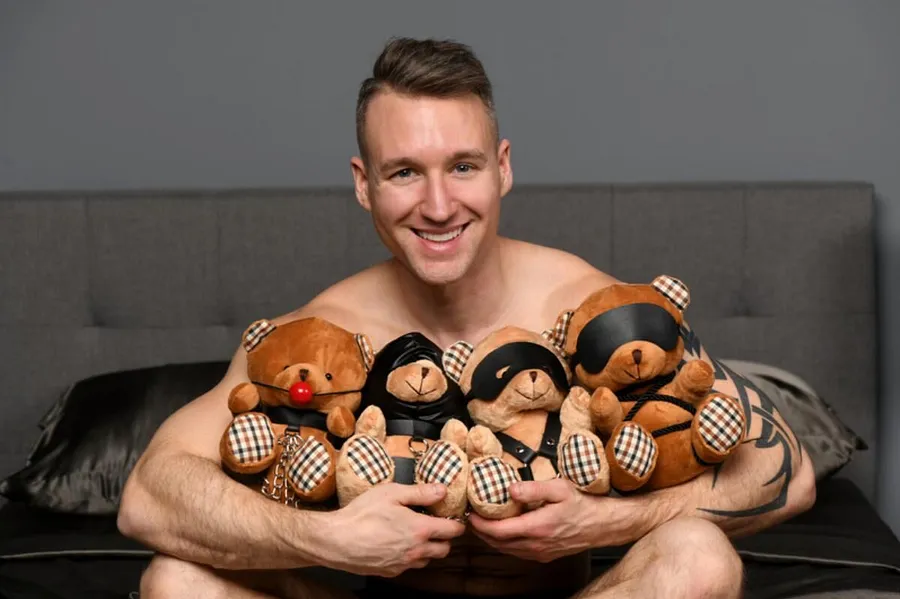 Плюшевий ведмедик ROPE Teddy Bear БДСМ у шкіряній масці та обв’язці, 22x16x12 см
