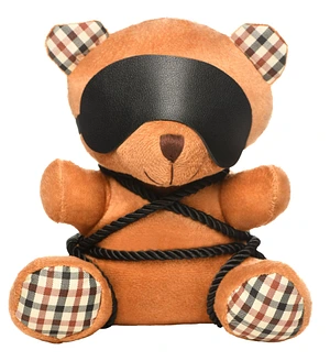 Плюшевий ведмедик ROPE Teddy Bear БДСМ у шкіряній масці та обв’язці, 22x16x12 см