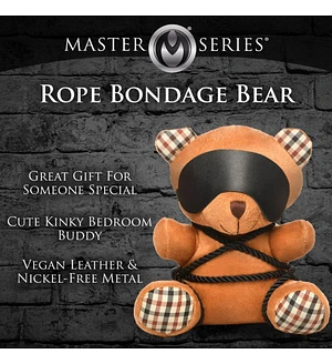 Плюшевий ведмедик ROPE Teddy Bear БДСМ у шкіряній масці та обв’язці, 22x16x12 см