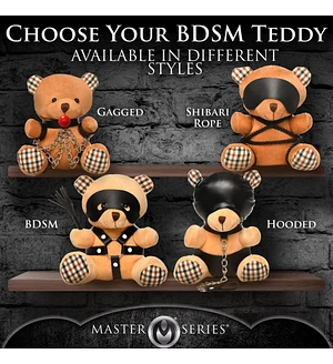 Плюшевий ведмедик ROPE Teddy Bear БДСМ у шкіряній масці та обв’язці, 22x16x12 см