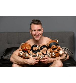 Плюшевий ведмедик ROPE Teddy Bear БДСМ у шкіряній масці та обв’язці, 22x16x12 см