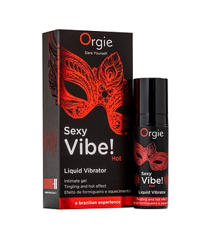 Рідкий вібратор Orgie Sexy Vibe! Hot, 15 мл, зігрівальний, дуже потужний, зі смаком полуниці