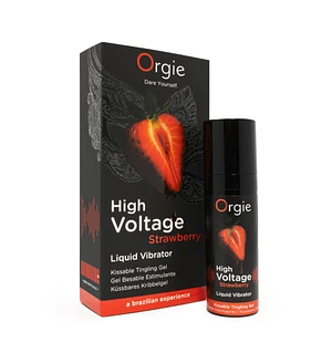 Рідкий вібратор Orgie High Voltage – Strawberry, 15 мл, ефект мурашок, дуже потужний, смак полуниці