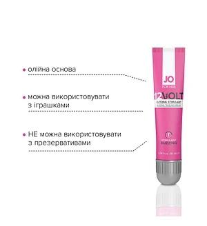 Збудливий гель для клітора JO 12VOLT (10 мл) з ефектом пульсації та розігріву