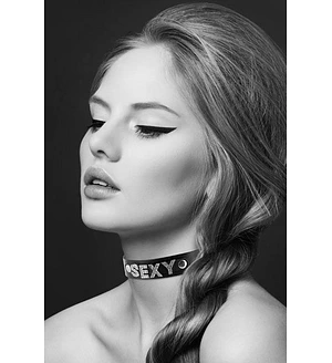Чокер зі стразами Bijoux Pour Toi - SEXY, натуральна шкіра