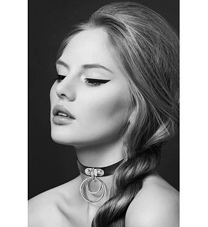 Чокер з двома кільцями Bijoux Pour Toi - TWO RINGS, екошкіра