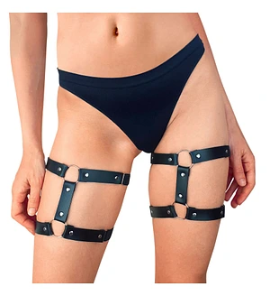 Гартери на ногу із натуральної шкіри Art of Sex - Kristina Leg Garters (2 шт), цвет Чорний