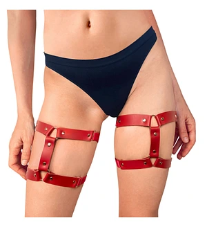 Гартери на ногу із натуральної шкіри Art of Sex - Kristina Leg Garters (2 шт), колір Червоний