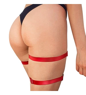 Гартери на ногу із натуральної шкіри Art of Sex - Kristina Leg Garters (2 шт), колір Червоний