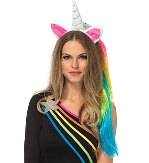 Обруч ріг єдинорога Leg Avenue Magical Unicorn Headband, з райдужною гривою