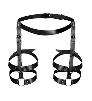 Шкіряні гартери Art of Sex - Melani Leather garters, Чорні L-2XL