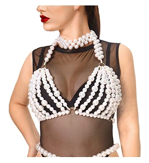 Ліф з перлин Art of Sex - Jasmine, колір білий, розмір XS-2XL