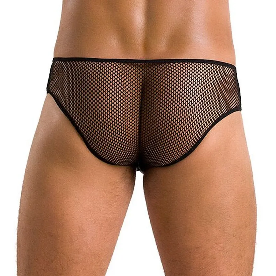 Чоловічі труси зі шнурівкою Passion 035 SLIP RICHARD, екошкіра, сітка