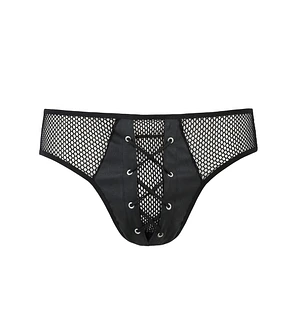 Чоловічі труси зі шнурівкою Passion 035 SLIP RICHARD, екошкіра, сітка