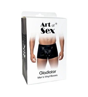 Чоловічі труси з сюрпризом Art of Sex - Gladiator, чорні з ефектом мокрого оксамиту