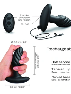 Анальна пробка з вібрацією та перлинним масажем Dorcel Spin Plug, макс. діам. 3,8 см, пульт ДК