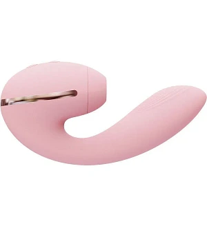 Вакуумний вібратор KISSTOY Tina Mini Pink, вагінально-кліторальний