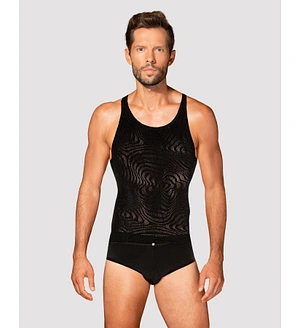 Чоловіча напівпрозора майка-борцовка з візерунком Obsessive T103 tank top S/M/L, чорна