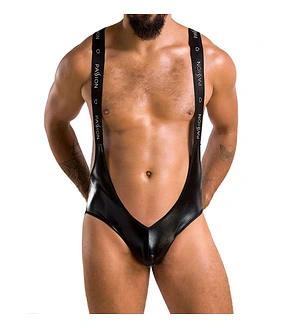 Чоловіче відкрите боді Passion 027 BRUNO XXL/XXXL Black, під латекс, на шлейках