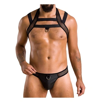 Комплект чоловічої білизни з кріпленнями Passion 043 JACOB XXL/XXXL Black, труси, шлейки